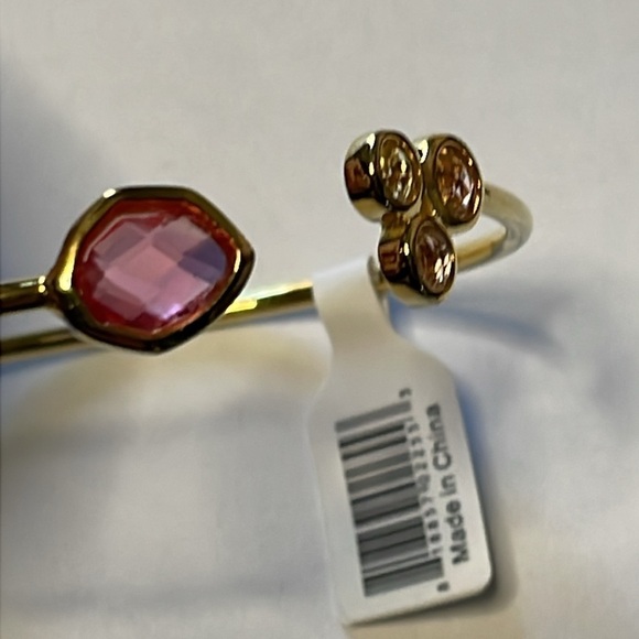 New Real Simple Talia Bracelet Gold Tone with Pink and Clear Stones - Picture 2 of 4